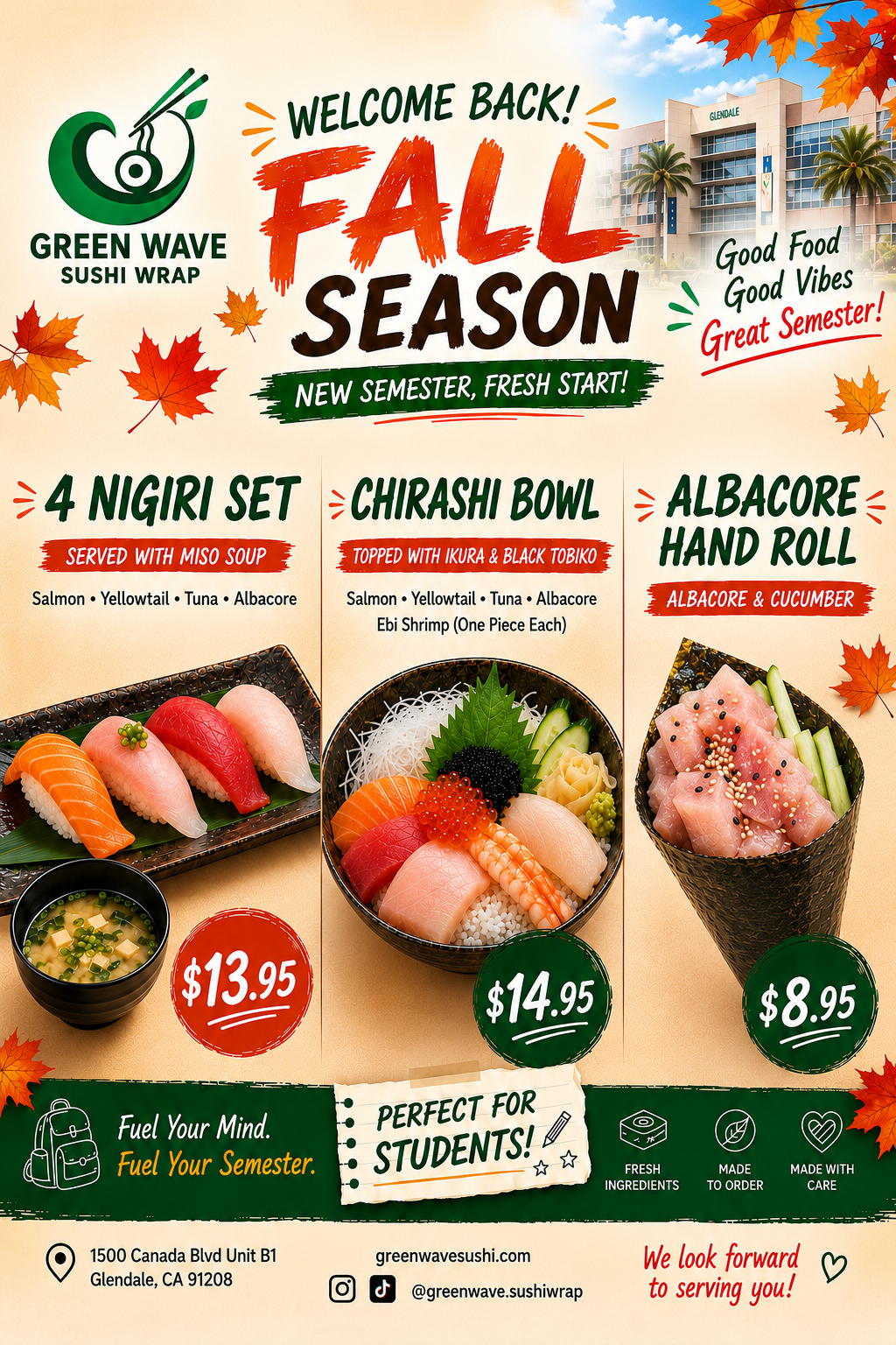 Fall Season Is Here! New Sushi Specials at Green Wave