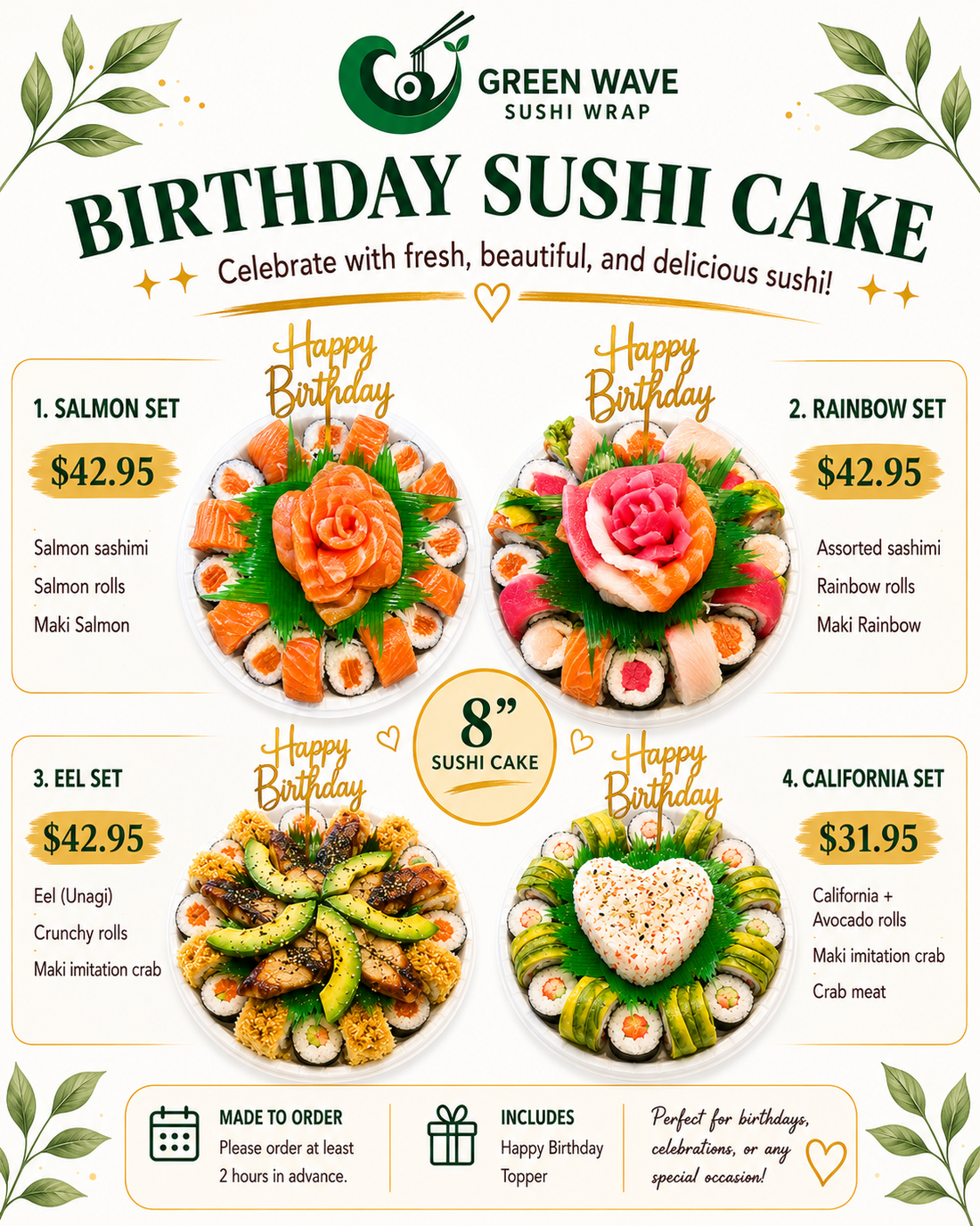 🎂 Birthday Sushi Cakes Are Here! 🍣