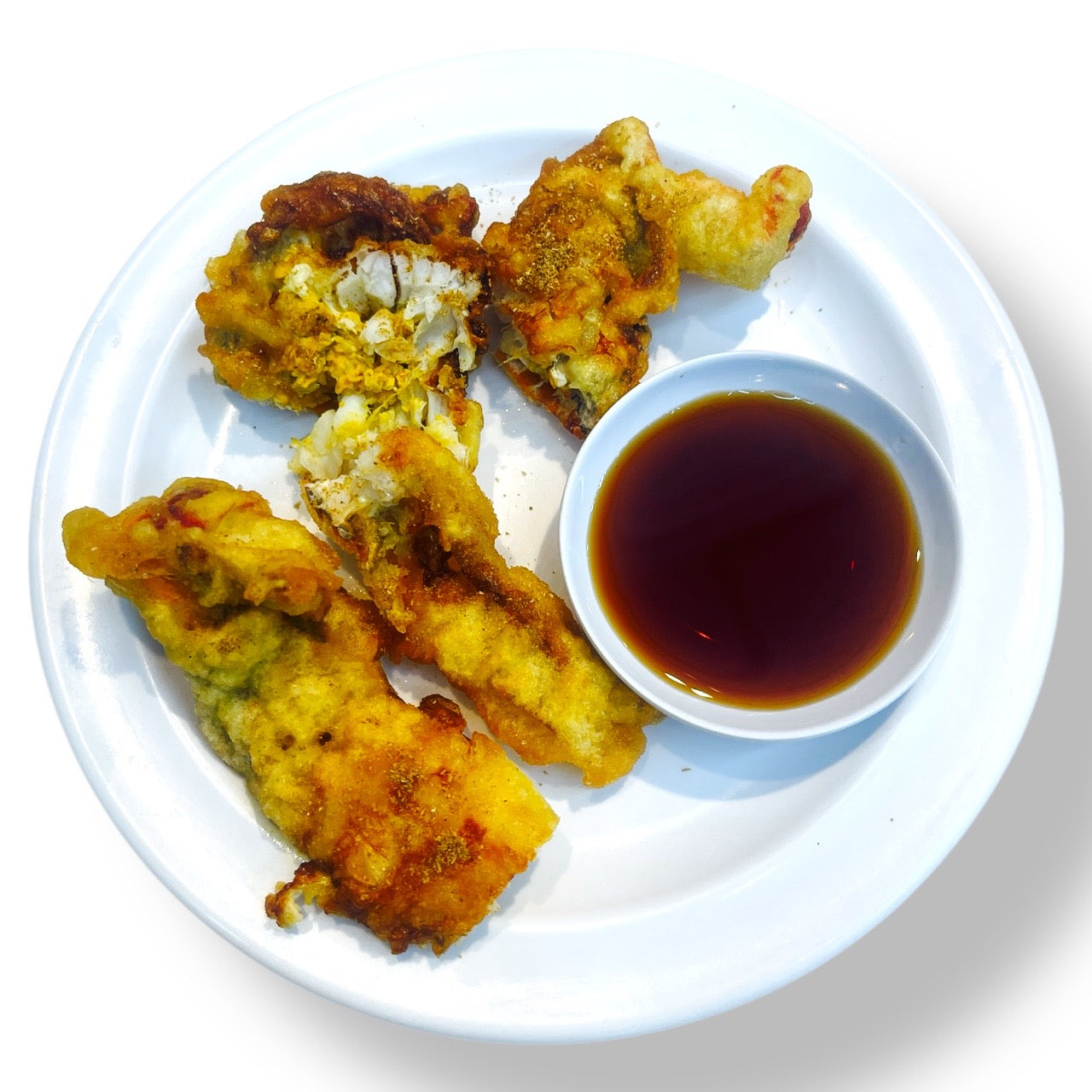 fried soft shell crab in white plate